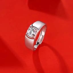 High Quality 925 Sterling Silver VVS D Color Moissanite Promise Wedding Band For Men, Adjustable Finger Ring