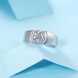 High Quality 925 Sterling Silver VVS D Color Moissanite Promise Wedding Band For Men, Adjustable Finger Ring