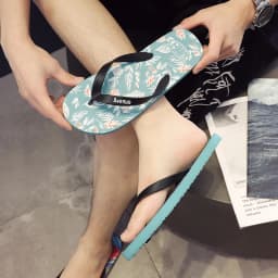 Hawaii Print Slippers Men Flip Flops Beach Sandals Non-Slip Flat Shoes Casual Slipper Indoor House Shoes for Men Outdoor Slides