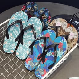 Hawaii Print Slippers Men Flip Flops Beach Sandals Non-Slip Flat Shoes Casual Slipper Indoor House Shoes for Men Outdoor Slides
