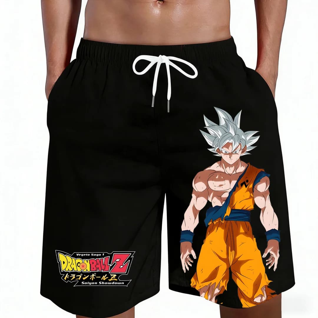 2026 New Dragon Ball Goku Ultra Instinct Anime Print Beach Shorts Casual Loose Family Matching Outfits Summer Quick Dry Sports