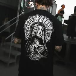 Sullen Pin Up Punk Street Life Gothic American Vintage Tattoo Art Mens Tee CREEP BADGE Men Summer Tee Short Sleeve Cotton Tee
