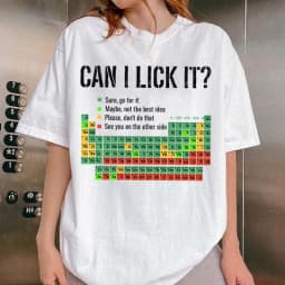 Can I Lick It Shirts Periodic Table Print Men Women Fashion Casual T-Shirts Funny Chemistry Clothes Unisex Short Sleeve T-shirt