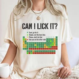 Can I Lick It Shirts Periodic Table Print Men Women Fashion Casual T-Shirts Funny Chemistry Clothes Unisex Short Sleeve T-shirt