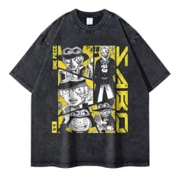 2026 New Roronoa Zoro T-shirts Vintage Washed Anime One P-Piece T-shirt Streetwear Luffy Manga Tops Tees Cotton Summer