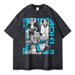 2026 New Roronoa Zoro T-shirts Vintage Washed Anime One P-Piece T-shirt Streetwear Luffy Manga Tops Tees Cotton Summer