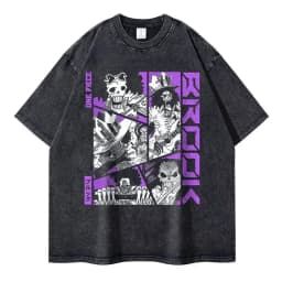 2026 New Roronoa Zoro T-shirts Vintage Washed Anime One P-Piece T-shirt Streetwear Luffy Manga Tops Tees Cotton Summer