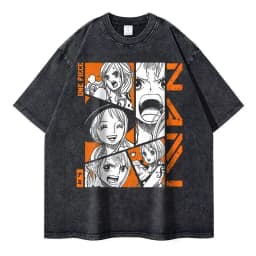 2026 New Roronoa Zoro T-shirts Vintage Washed Anime One P-Piece T-shirt Streetwear Luffy Manga Tops Tees Cotton Summer