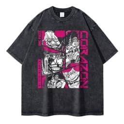 2026 New Roronoa Zoro T-shirts Vintage Washed Anime One P-Piece T-shirt Streetwear Luffy Manga Tops Tees Cotton Summer