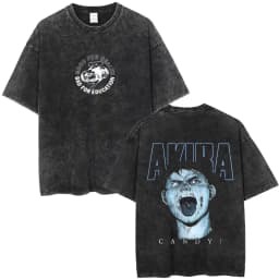 Washed Vintage Anime Akira T Shirts Japanese Science Fiction Cartoon Movie Shima Tetsuo T-shirt Men 90s Manga Oversized T-shirts