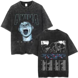 Washed Vintage Anime Akira T Shirts Japanese Science Fiction Cartoon Movie Shima Tetsuo T-shirt Men 90s Manga Oversized T-shirts