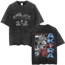 Washed Vintage Anime Akira T Shirts Japanese Science Fiction Cartoon Movie Shima Tetsuo T-shirt Men 90s Manga Oversized T-shirts