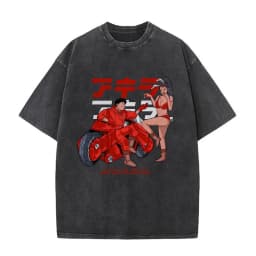 Washed Vintage Anime Akira T Shirts Japanese Science Fiction Cartoon Movie Shima Tetsuo T-shirt Men 90s Manga Oversized T-shirts
