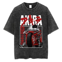 Washed Vintage Anime Akira T Shirts Japanese Science Fiction Cartoon Movie Shima Tetsuo T-shirt Men 90s Manga Oversized T-shirts