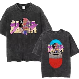 Washed Vintage Anime Akira T Shirts Japanese Science Fiction Cartoon Movie Shima Tetsuo T-shirt Men 90s Manga Oversized T-shirts