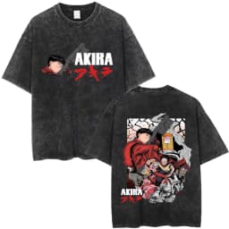 Washed Vintage Anime Akira T Shirts Japanese Science Fiction Cartoon Movie Shima Tetsuo T-shirt Men 90s Manga Oversized T-shirts