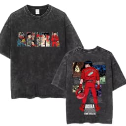 Washed Vintage Anime Akira T Shirts Japanese Science Fiction Cartoon Movie Shima Tetsuo T-shirt Men 90s Manga Oversized T-shirts