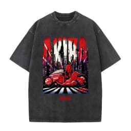 Washed Vintage Anime Akira T Shirts Japanese Science Fiction Cartoon Movie Shima Tetsuo T-shirt Men 90s Manga Oversized T-shirts