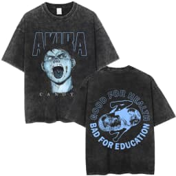 Washed Vintage Anime Akira T Shirts Japanese Science Fiction Cartoon Movie Shima Tetsuo T-shirt Men 90s Manga Oversized T-shirts