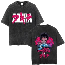 Washed Vintage Anime Akira T Shirts Japanese Science Fiction Cartoon Movie Shima Tetsuo T-shirt Men 90s Manga Oversized T-shirts