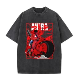 Washed Vintage Anime Akira T Shirts Japanese Science Fiction Cartoon Movie Shima Tetsuo T-shirt Men 90s Manga Oversized T-shirts