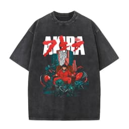 Washed Vintage Anime Akira T Shirts Japanese Science Fiction Cartoon Movie Shima Tetsuo T-shirt Men 90s Manga Oversized T-shirts