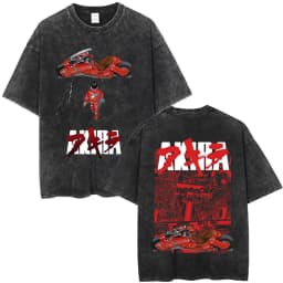 Washed Vintage Anime Akira T Shirts Japanese Science Fiction Cartoon Movie Shima Tetsuo T-shirt Men 90s Manga Oversized T-shirts