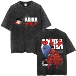 Washed Vintage Anime Akira T Shirts Japanese Science Fiction Cartoon Movie Shima Tetsuo T-shirt Men 90s Manga Oversized T-shirts