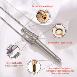 Stainless Steel Anxiety Relief Breathing Necklace Large Size Meditation Pendant for Stress Calm Quit Smoking Vaping Aid Jewelry