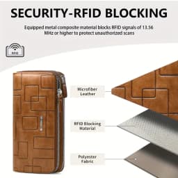 New Multifunctional Long Wallet, Leather Zipper Wallet, Men's Simple Design Business Clutch, Phone Bag