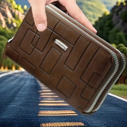 New Multifunctional Long Wallet, Leather Zipper Wallet, Men's Simple Design Business Clutch, Phone Bag