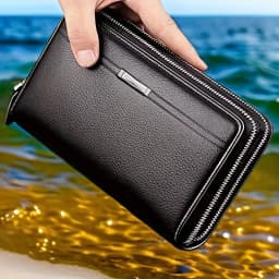 New Multifunctional Long Wallet, Leather Zipper Wallet, Men's Simple Design Business Clutch, Phone Bag