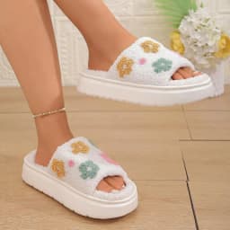 Hemp Platform Women's Slippers House Spring Summer Designer Woman Shoes 2026 Flower Indoor Slides Soft Thick Sole Non-Slip Floor