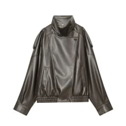 Women's Jacket 2026 New Fashion Spring Long Sleeve Motorcycle Style Jacket Dark Chocolate Color Personality Chic Ladies Outwear