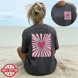 Women's Cotton T-shirt Summer Lady Casual Short Sleeve Heart-shaped Graphic Shirts Woman Daily Wear Basic Top Minimalist Tee