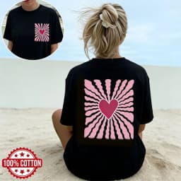 Women's Cotton T-shirt Summer Lady Casual Short Sleeve Heart-shaped Graphic Shirts Woman Daily Wear Basic Top Minimalist Tee