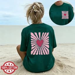 Women's Cotton T-shirt Summer Lady Casual Short Sleeve Heart-shaped Graphic Shirts Woman Daily Wear Basic Top Minimalist Tee