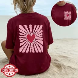 Women's Cotton T-shirt Summer Lady Casual Short Sleeve Heart-shaped Graphic Shirts Woman Daily Wear Basic Top Minimalist Tee