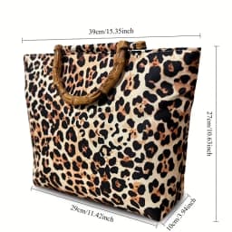 Fashion Leopard Print Women's Tote Handbag, High-Quality Bamboo Handle Design, Ins-Style Women's Winter Handbag
