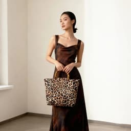 Fashion Leopard Print Women's Tote Handbag, High-Quality Bamboo Handle Design, Ins-Style Women's Winter Handbag