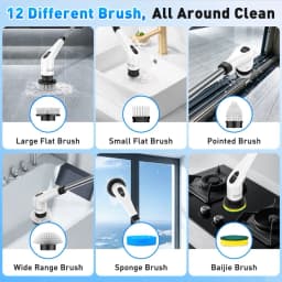 TINSOL 12 in 1 Electric Cleaning Brush with Telescopic Handle, Multifunctional Household Floor and Kitchen Cleaning Tool