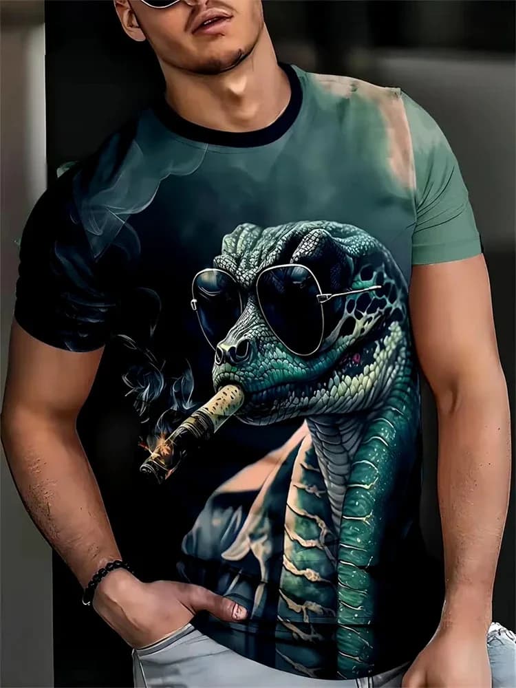 New Fashion Men's Shirts 3D Animal Snake Short Sleeve T-shirt Casual Top Plus Size Hip Hops Clothing Women's Shirts Kids T-shirt
