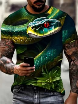 New Fashion Men's Shirts 3D Animal Snake Short Sleeve T-shirt Casual Top Plus Size Hip Hops Clothing Women's Shirts Kids T-shirt