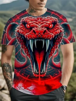New Fashion Men's Shirts 3D Animal Snake Short Sleeve T-shirt Casual Top Plus Size Hip Hops Clothing Women's Shirts Kids T-shirt