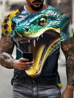 New Fashion Men's Shirts 3D Animal Snake Short Sleeve T-shirt Casual Top Plus Size Hip Hops Clothing Women's Shirts Kids T-shirt