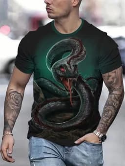 New Fashion Men's Shirts 3D Animal Snake Short Sleeve T-shirt Casual Top Plus Size Hip Hops Clothing Women's Shirts Kids T-shirt