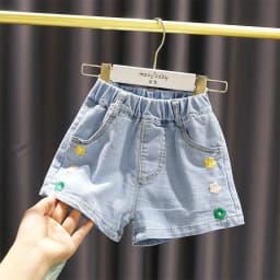 2026 New Summer Girls Denim Shorts Korean Style Trendy Casual Hot Pants For Toddler Baby Girls Fashion Streetwear