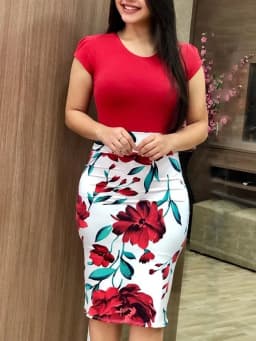 Plus Size Women's Summer Elegant Fashion Short Sleeve Dress Bodycon Office Lady New Arrival Trendy Comfortable