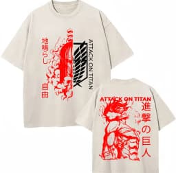Vintage Washed Anime Attack on Titan T Shirt Levi Ackerman Manga Harajuku T-Shirt Men Women Fashion Casual Cotton Loose T Shirts