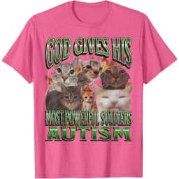 God Gives His Most Powerful Soldiers Autism Cats Graphic Tee Men Casual Cotton Short Sleeve T-Shirt
